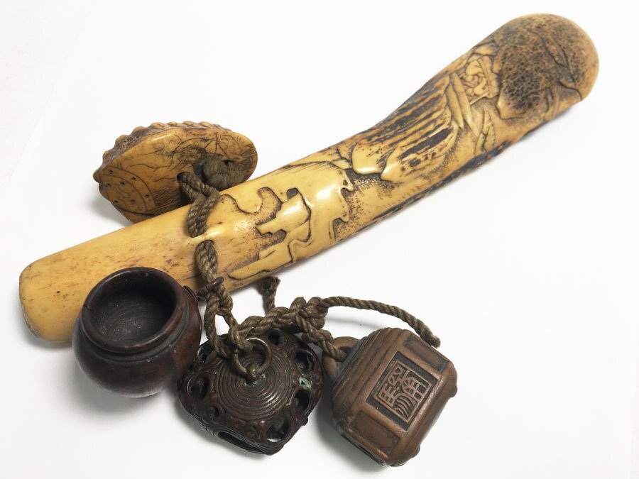 煙管入 根付 キセル入れ 時代物 煙草道具 天然素材 アンティーク 置物