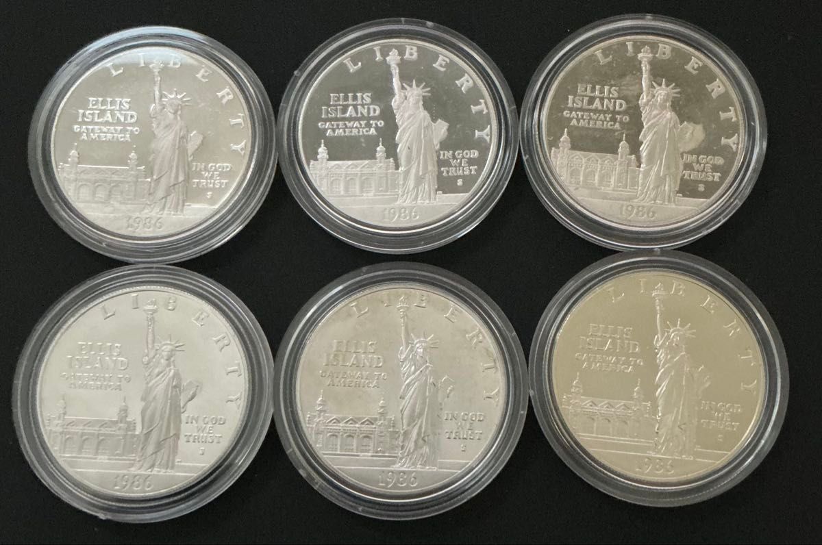 1986年アメリカ銀貨 自由の女神 リバティ1ドル記念銀貨＋ハーフダラー