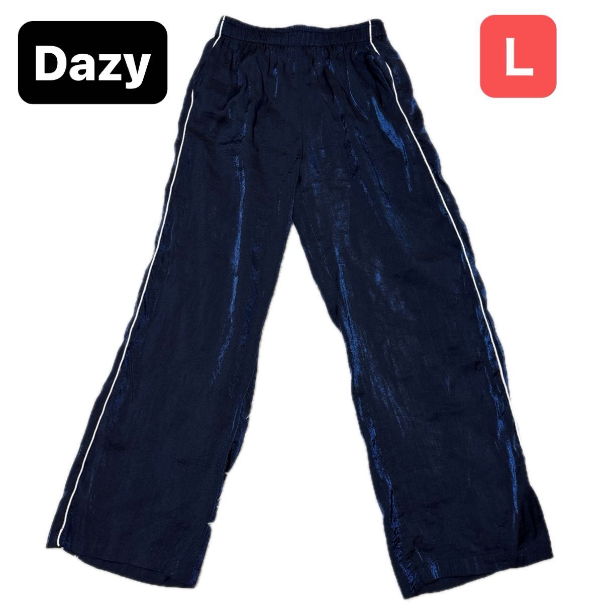 ネイビー ロングパンツ ベロア BLACKPINK ベロアパンツ Lサイズ navy