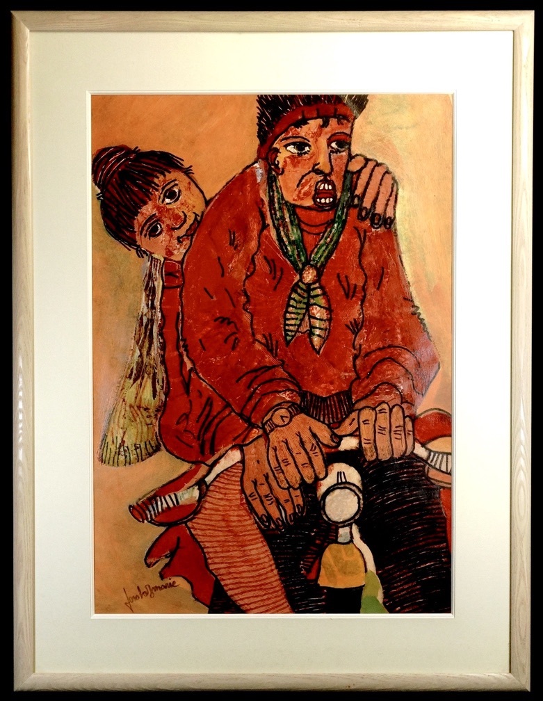 1991年 イタリアアーティスト Jean-Marie Gerola作 油彩 人物画 抽象画