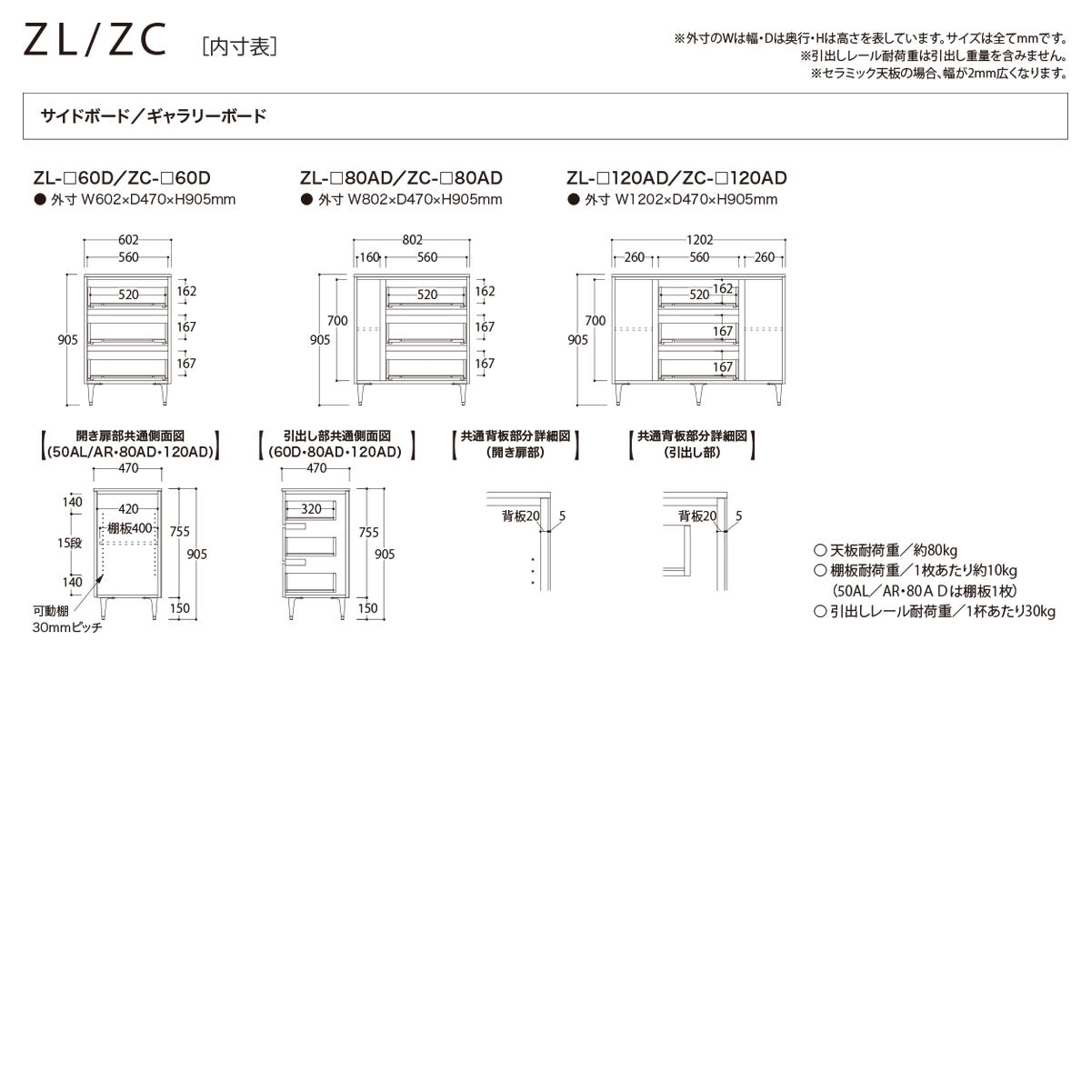 綾野製作所 ゼノノワール 幅80cm 120cm サイドボード 板扉 引出し