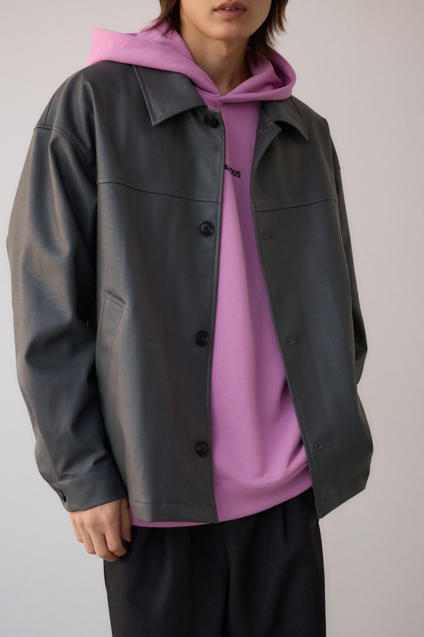 CVTVLIST カタリスト コーチジャケット フェイクレザージャケット グレー