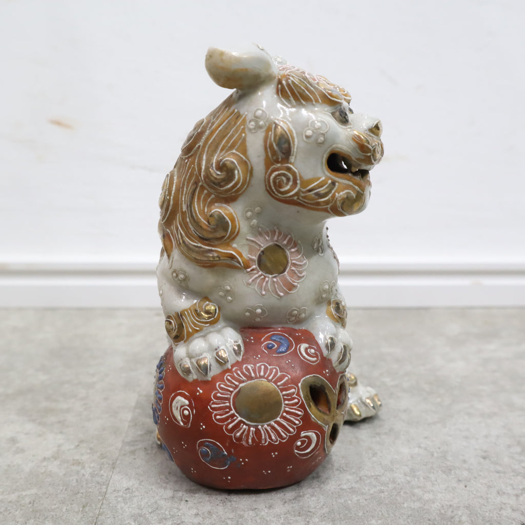 双仙 置物 獅子舞 骨董品 玉乗り獅子 九谷焼 シーサー