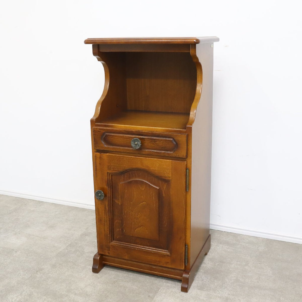 希少】オールドカリモク 電話台 アンティーク スリムラック サイド