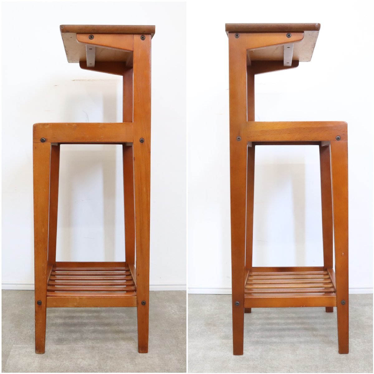 送料込】カリモク 電話台 昭和レトロ アンティーク オールドカリモク