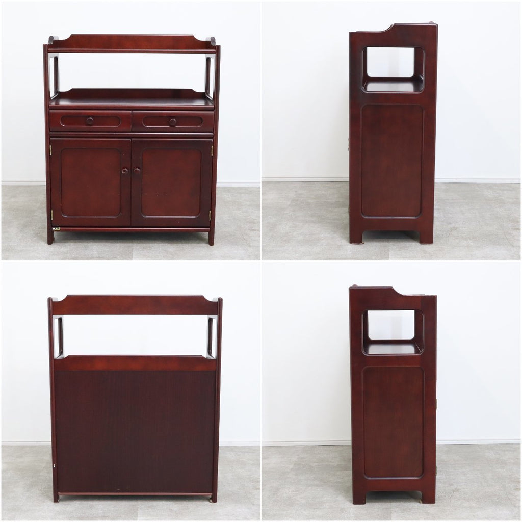 昭和レトロ 真和工芸 木製コンソールテーブル コールキャビネット 電話