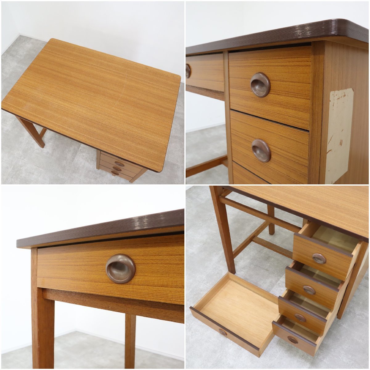 勉強机 昭和レトロ 古家具 ヴィンテージ 学習机 引き出し 木製