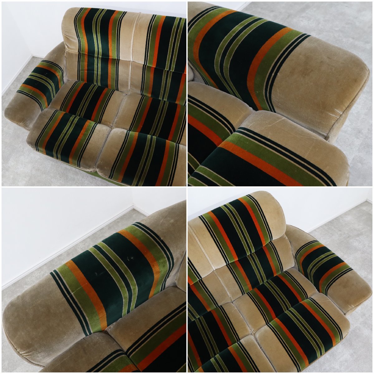 レトロポップ ソファ 昭和レトロ ストライプ ヴィンテージ 3人掛け