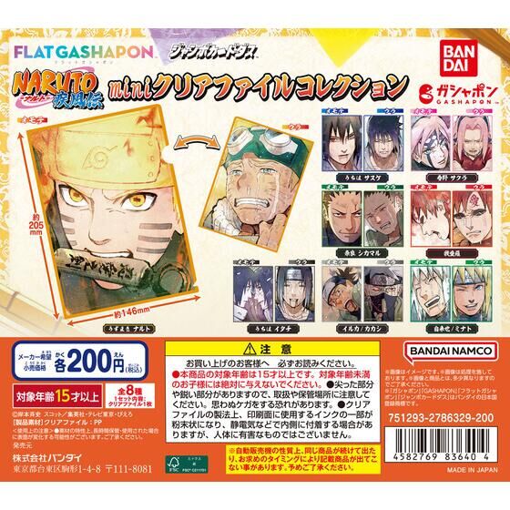 NARUTO疾風伝 クリアファイル（J-WORLD限定） NARUTO疾風伝 クリア