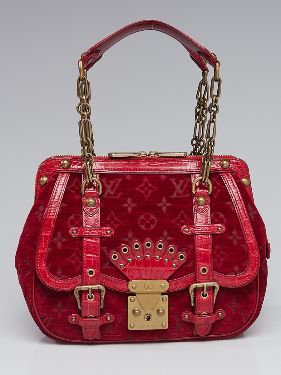 Louis Vuitton Limited Edition Red Monogram Velours Alligator