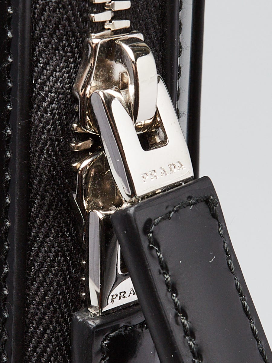 Prada Black Spazzolato Leather Bandoliera Crossbody Bag 2VH173