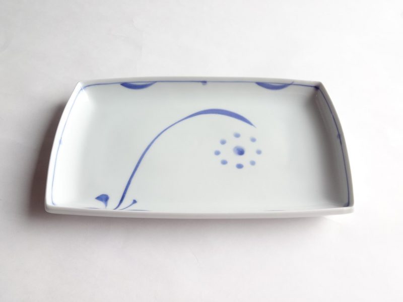 8寸長角皿 呉須太陽 | 砥部焼 梅山窯