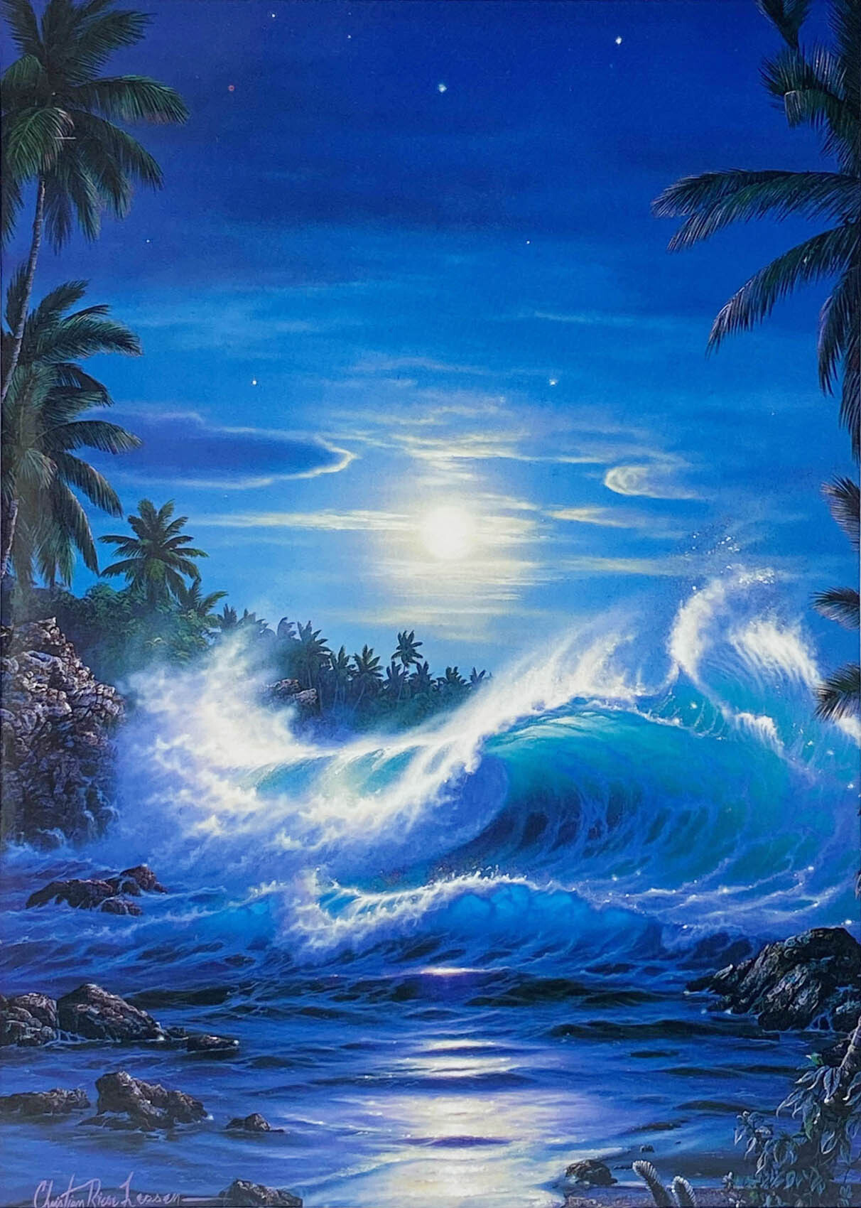 クリスチャン・ラッセン、【マウイ ラブ】、希少な額装用画集より