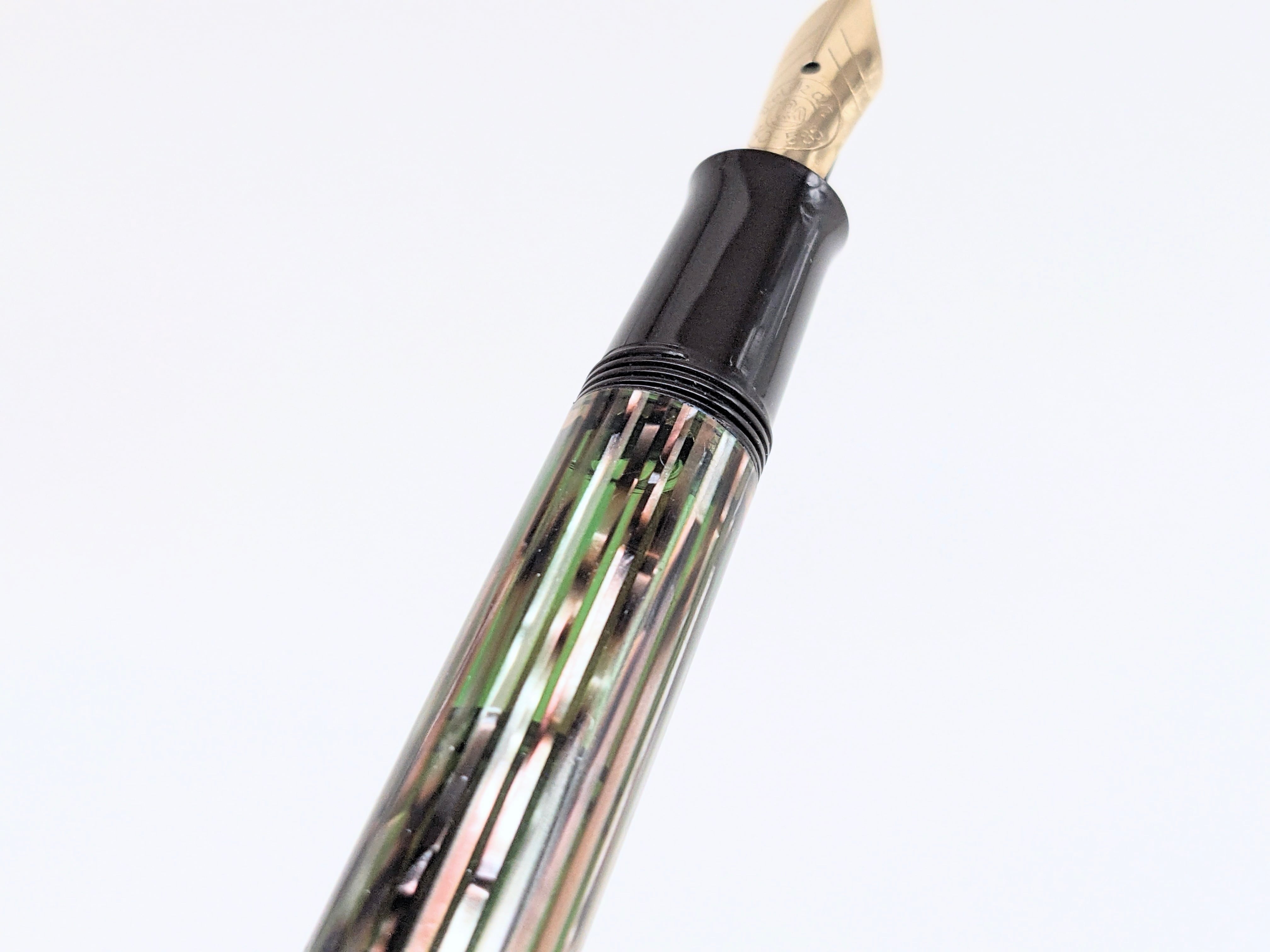 ペリカン 400NN M&K 万年筆 F（細字） 緑縞 グリーン 未使用に近い