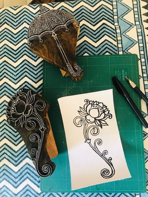 絵画 アンティーク ハンドメイド インド マディー シンブロック