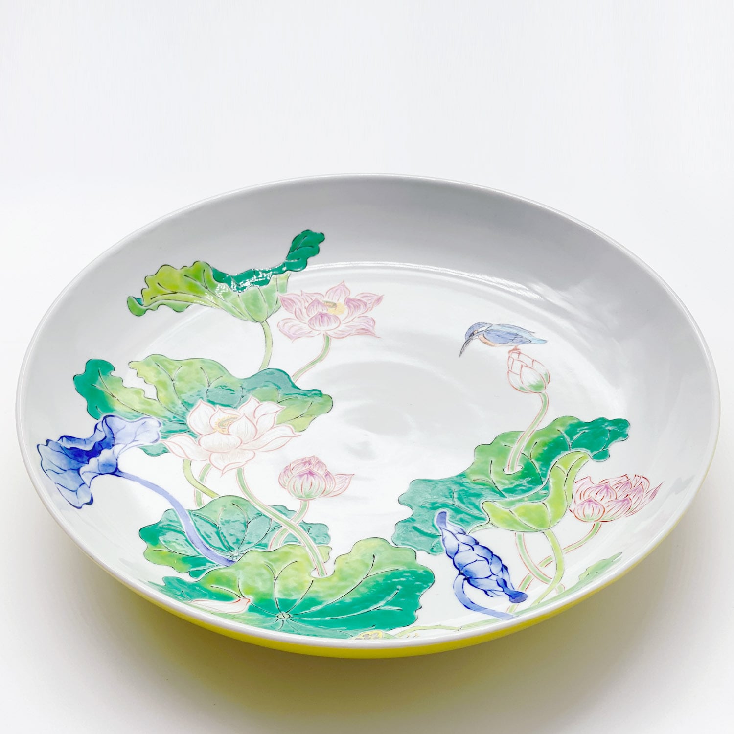 平安 清泉 鉄絵桜花 大皿 共箱 飾皿 平安 清泉 鉄絵桜花 大皿