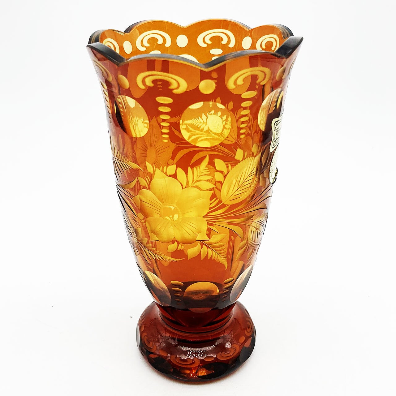 ボヘミアガラス 花瓶 金彩 箱付き ボヘミアガラス 花瓶 金彩 箱付き