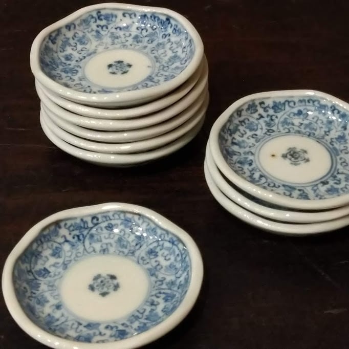 伊万里 微塵唐草文 みじん唐草 豆ざら まめざら 見込五弁花 豆皿 小皿