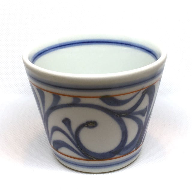 愛媛県 砥部焼 染付 鳥柳紋 猪口 地方窯 古伊万里 愛媛県
