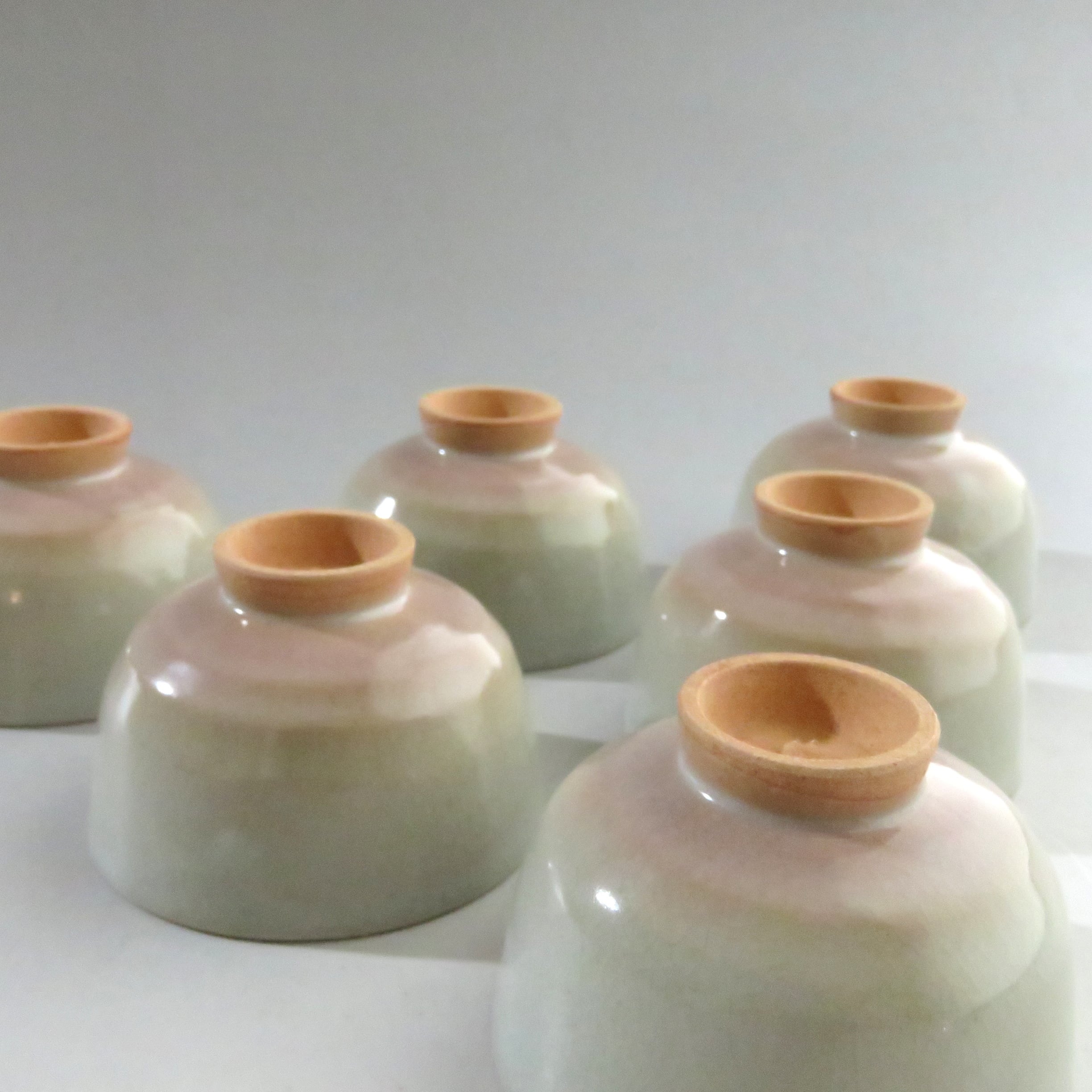 煎茶道具 北村和善作 御室焼 御本手 煎茶碗 五客 共布共