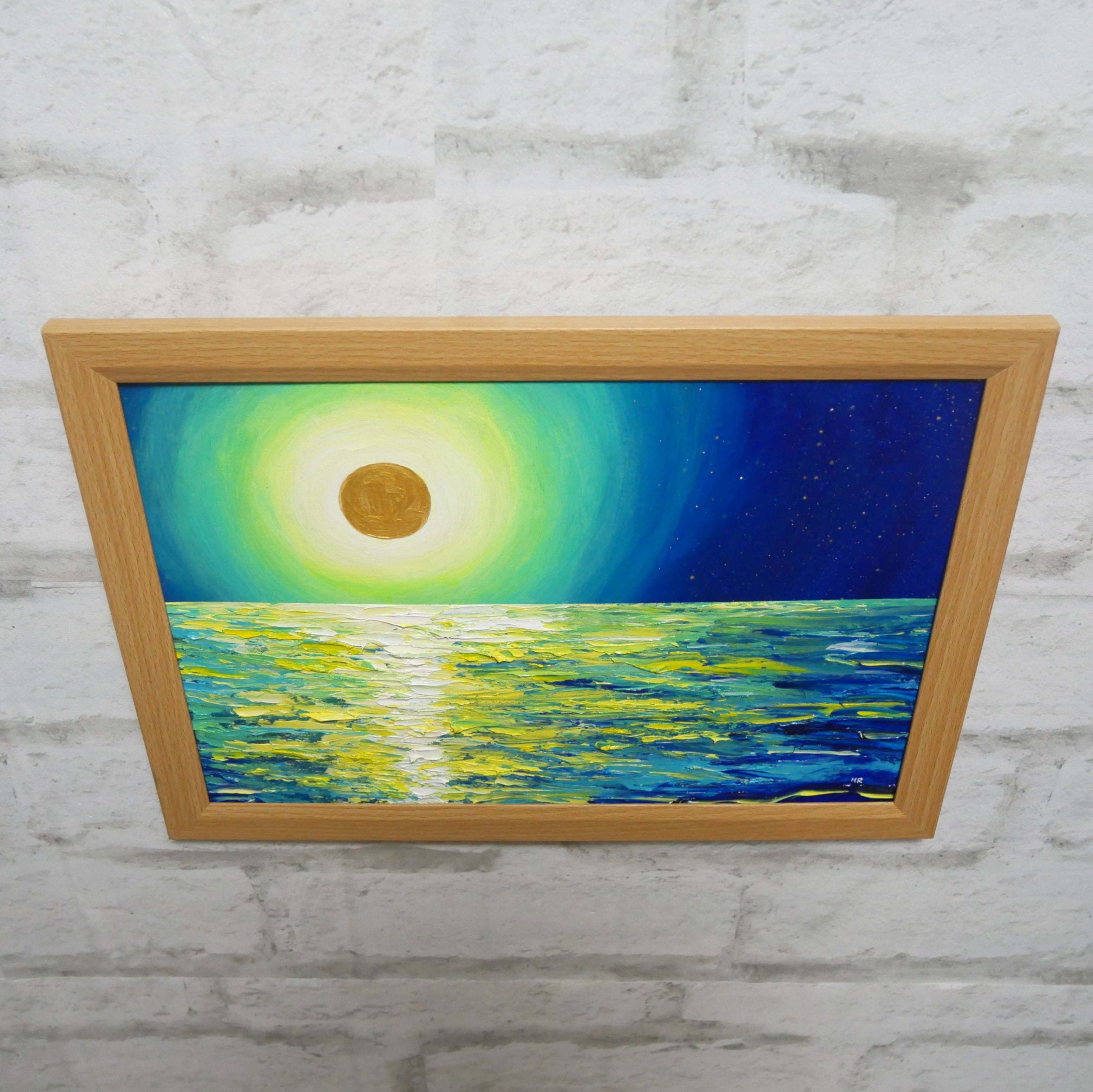 油絵 油彩 油彩画 絵 絵画 【満月の夜に月の光】 | HIROSHI1990