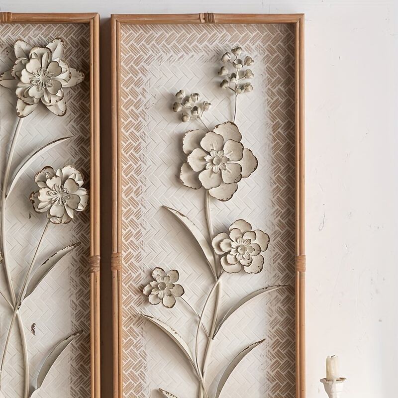 ウォールアート 花 2個セット アンティーク風 北欧 インテリア 壁掛け