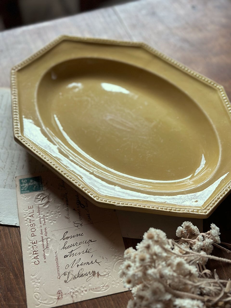 オクトゴナル オーバル 皿 黄色 APT釜 プレート | Brocante de La