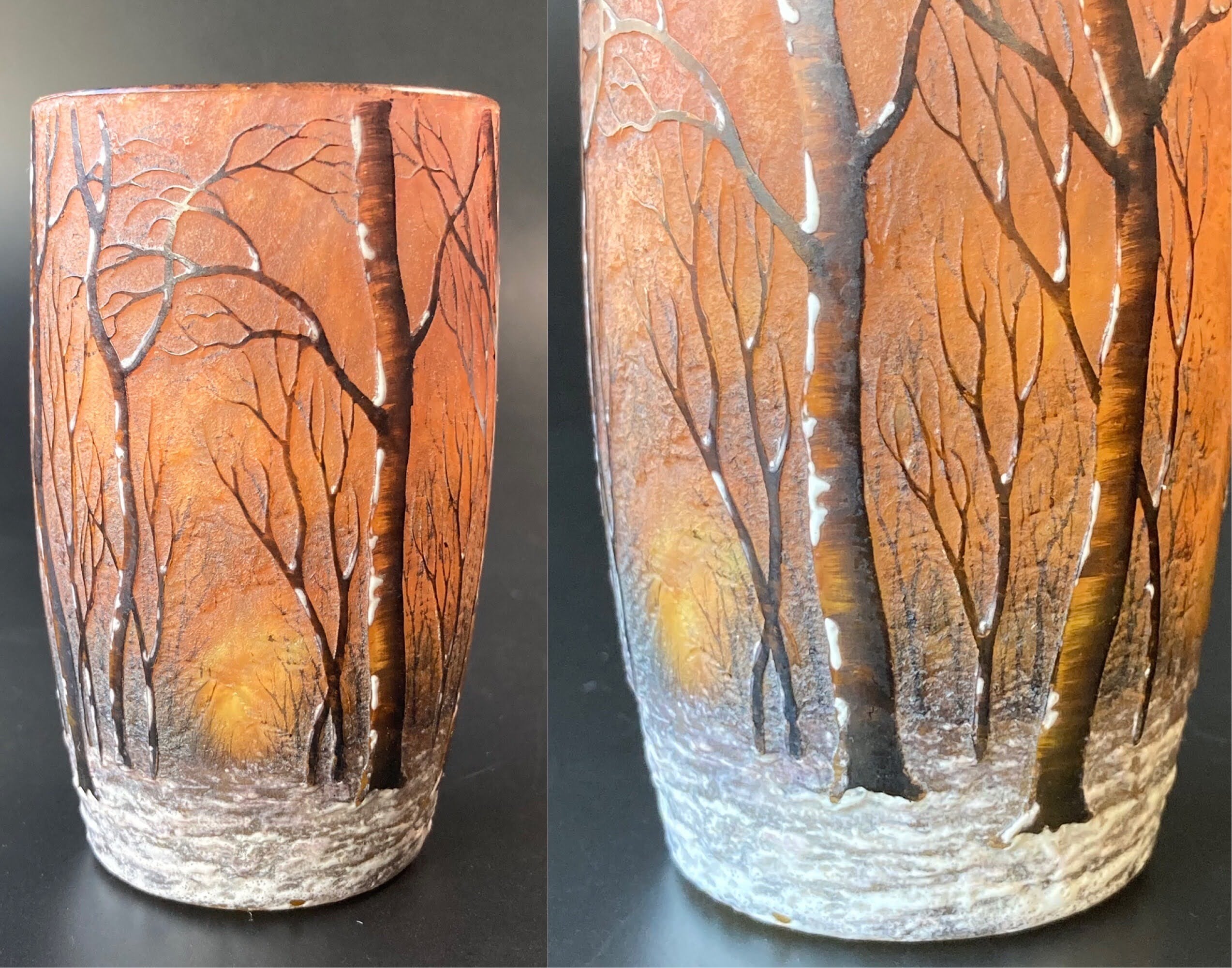 アンティークドームナンシー 薊紋花瓶 オパルセント被ガラスエナメル