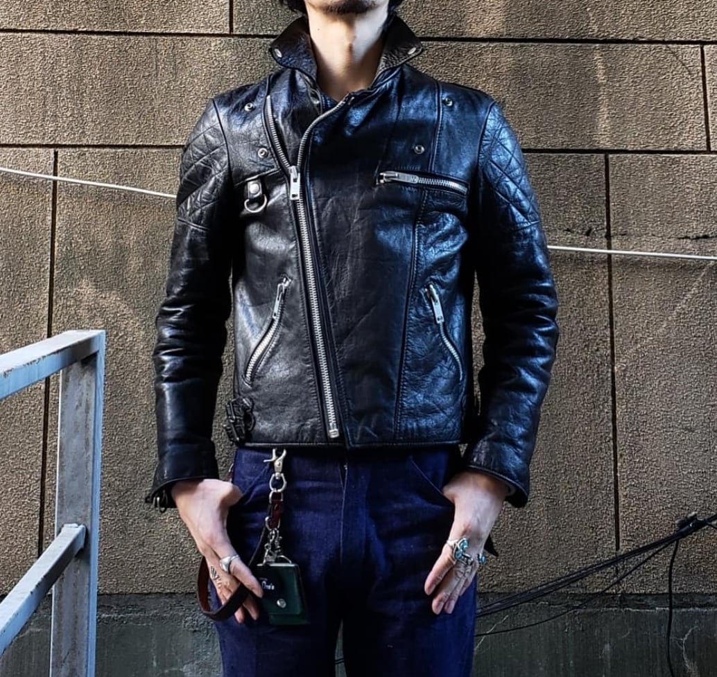 希少タイプ！ 70s Vintage Wolf Leathers UK Riders Jacket ウルフ