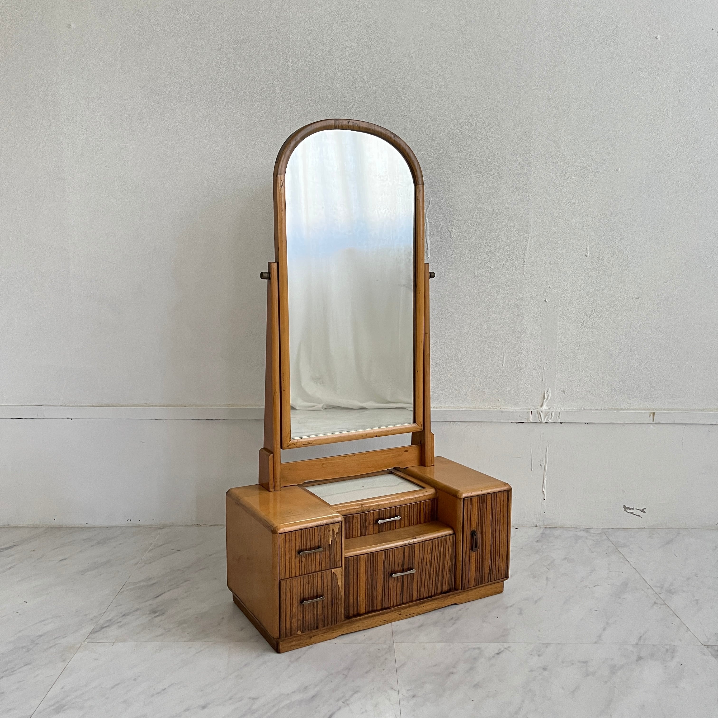 昭和レトロ 小ぶりな鏡台 姿見 鏡 | reberry