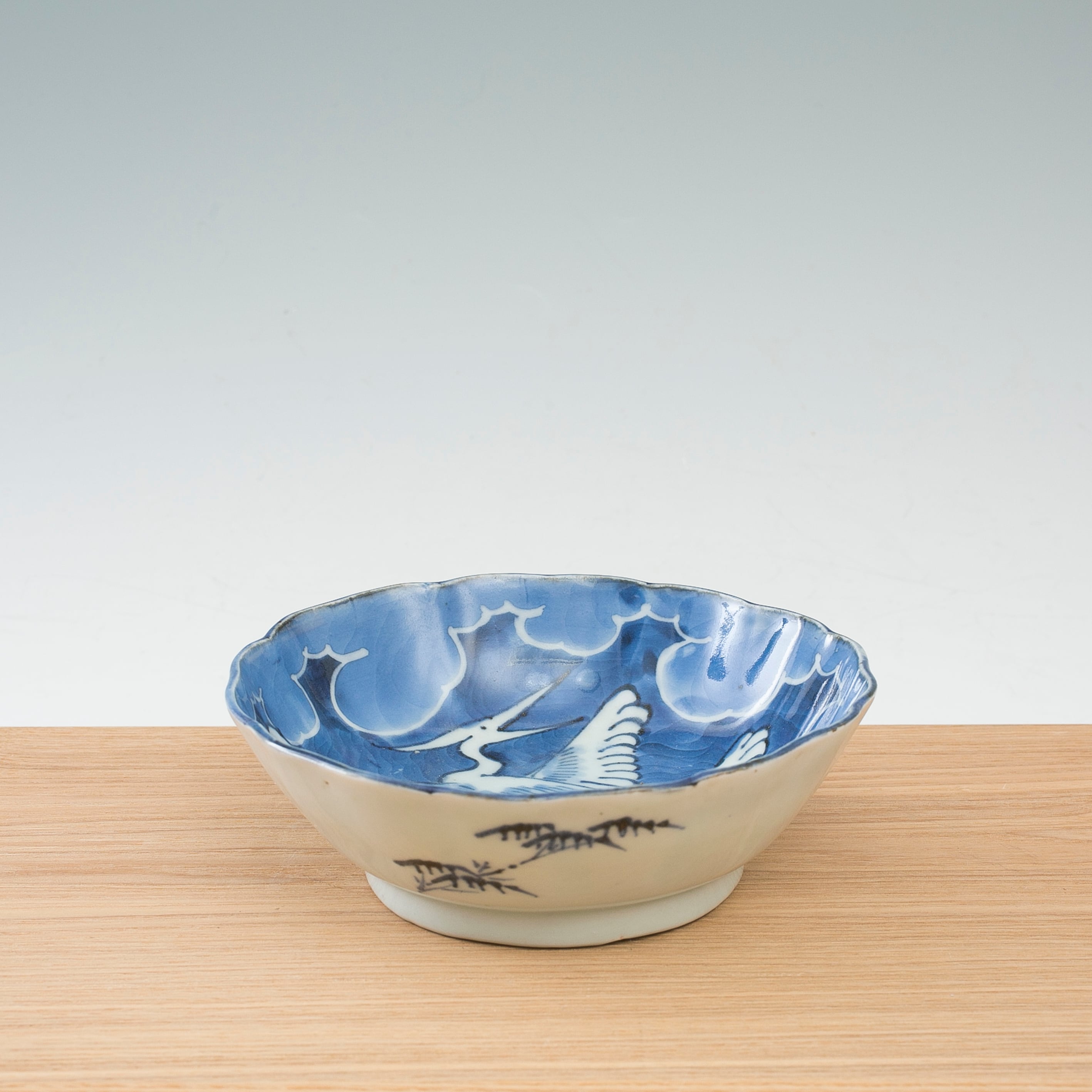 染付 雲鷺 なます皿 膾皿 吉祥文様 古伊万里 伊万里 染付 染白抜 墨