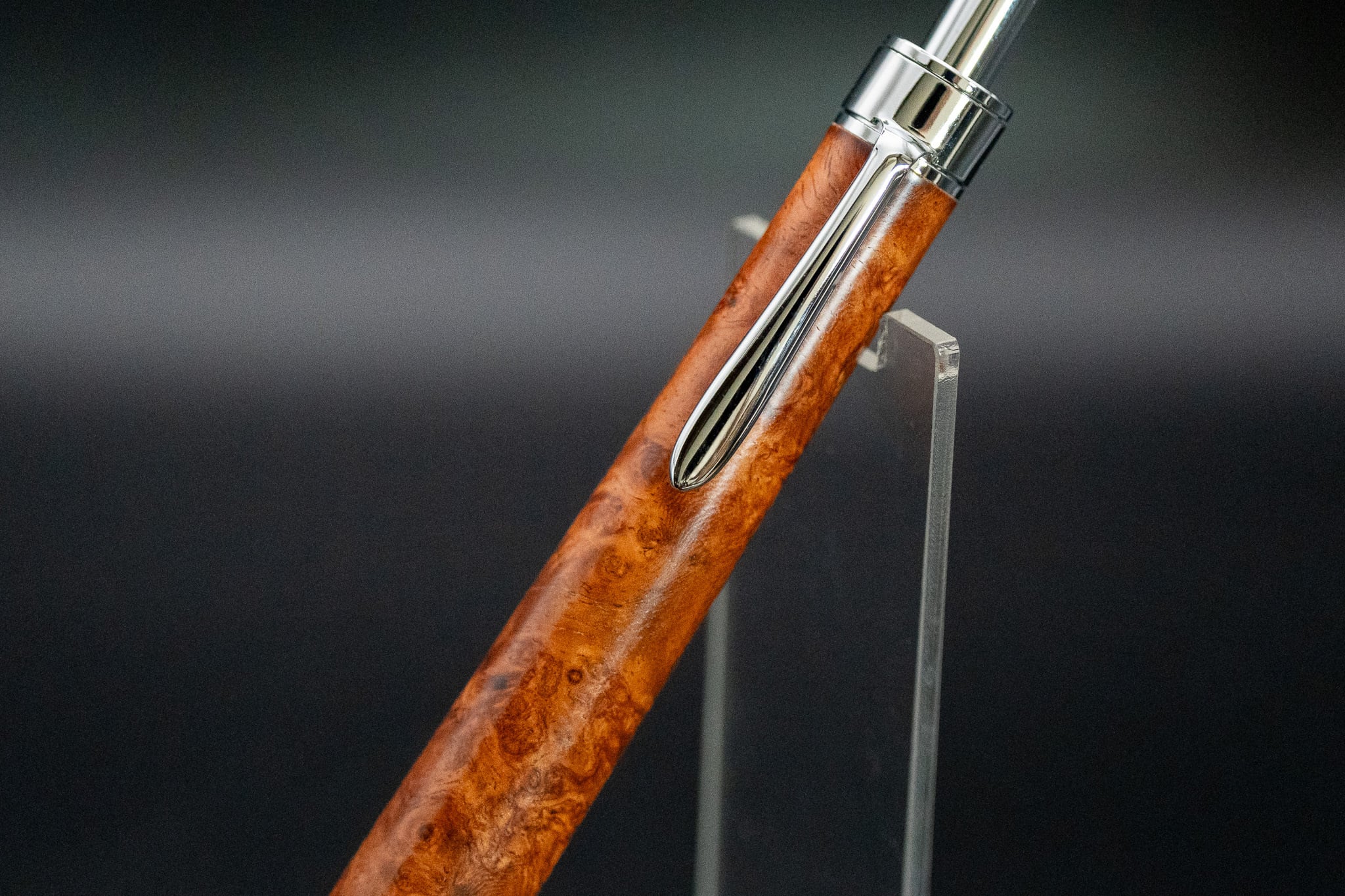 朱色の銘木】本花梨 瘤杢 特上 silver MP | 木軸ペン工房 金杢犀