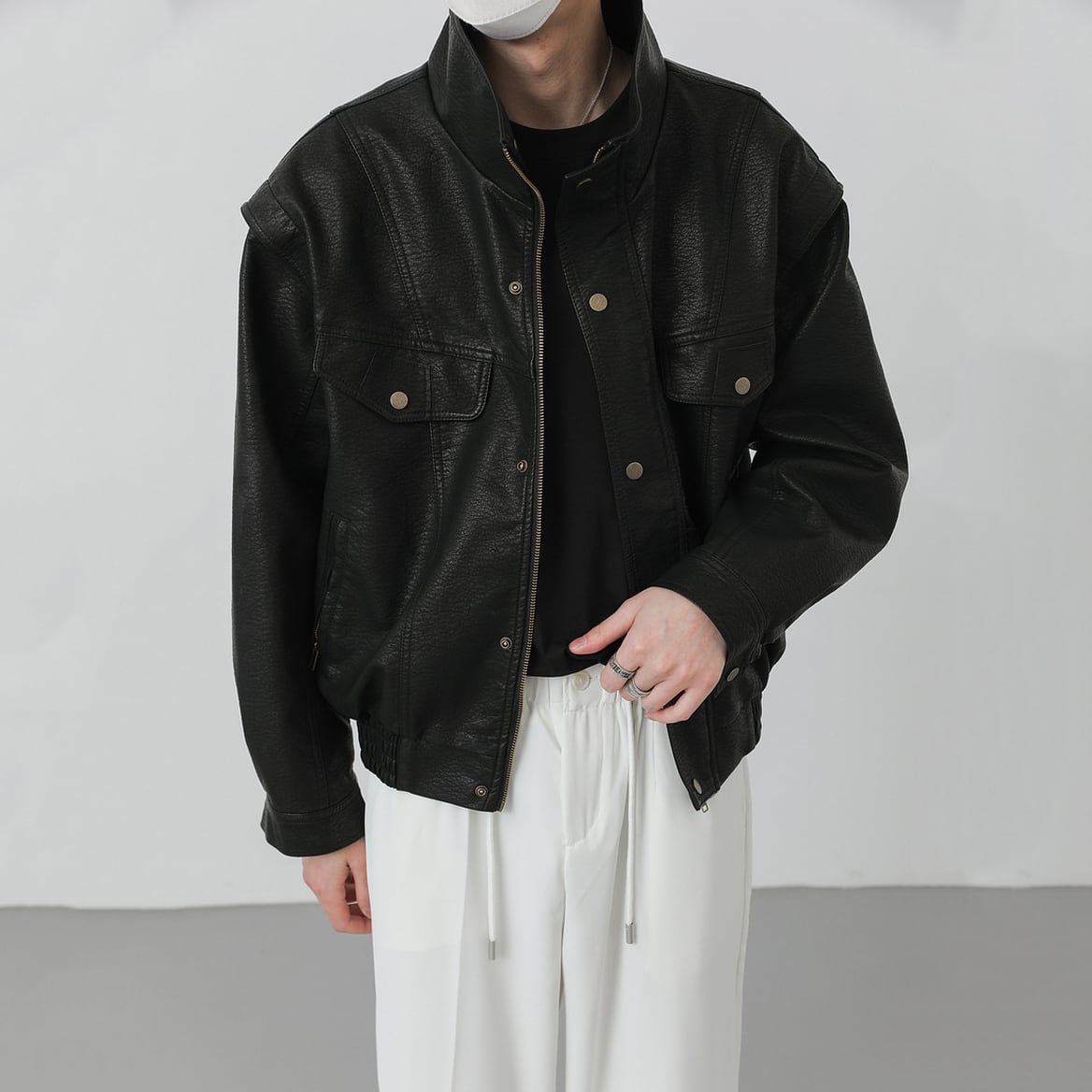 ZPZ質感のあるブラックレザージャケット | mblueshop
