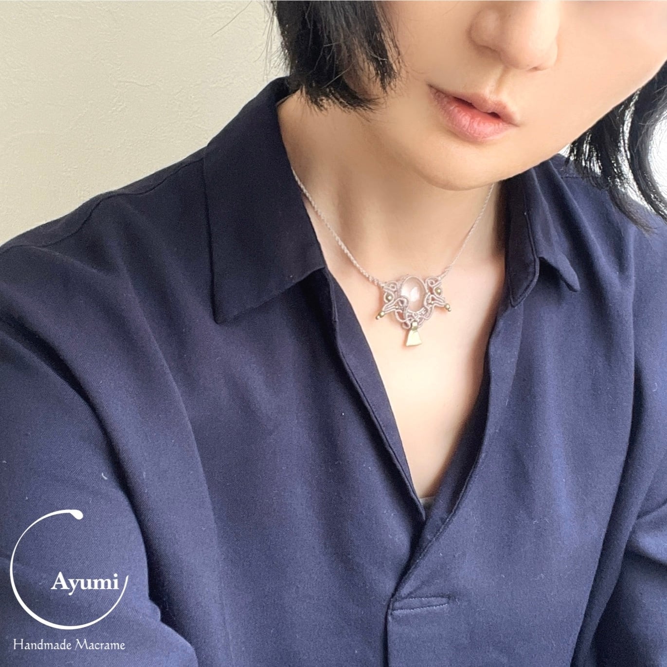 ローズクォーツの天然石マクラメ編みネックレス♪ | Ayumi Handmade