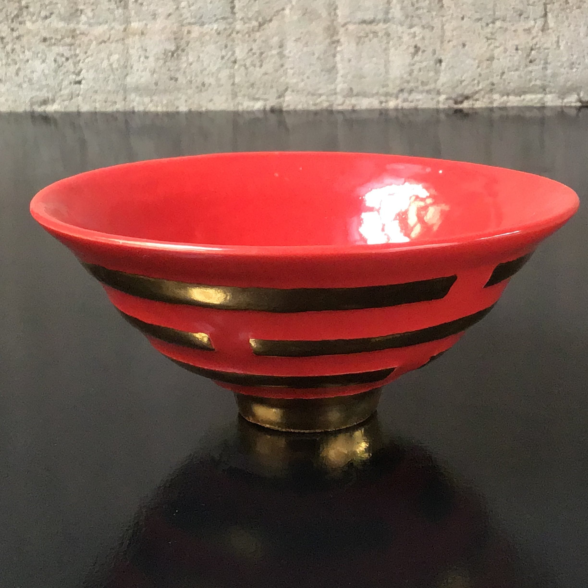 煎茶 赤金彩 蓋碗 和善作 六客 美品(LC807) 煎茶 赤金彩 蓋碗 和善作