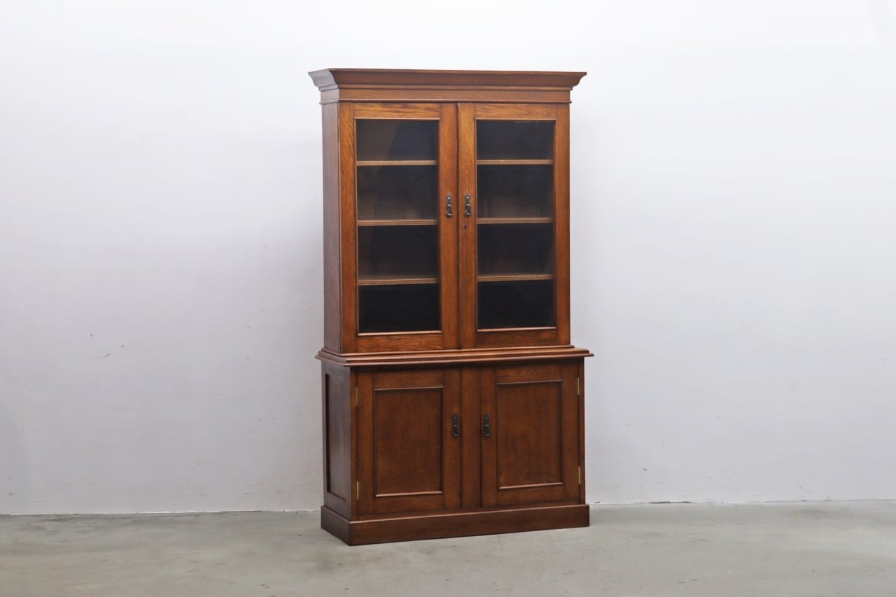 フランスアンティーク木製ブックケースキャビネット/本棚/食器棚/飾棚