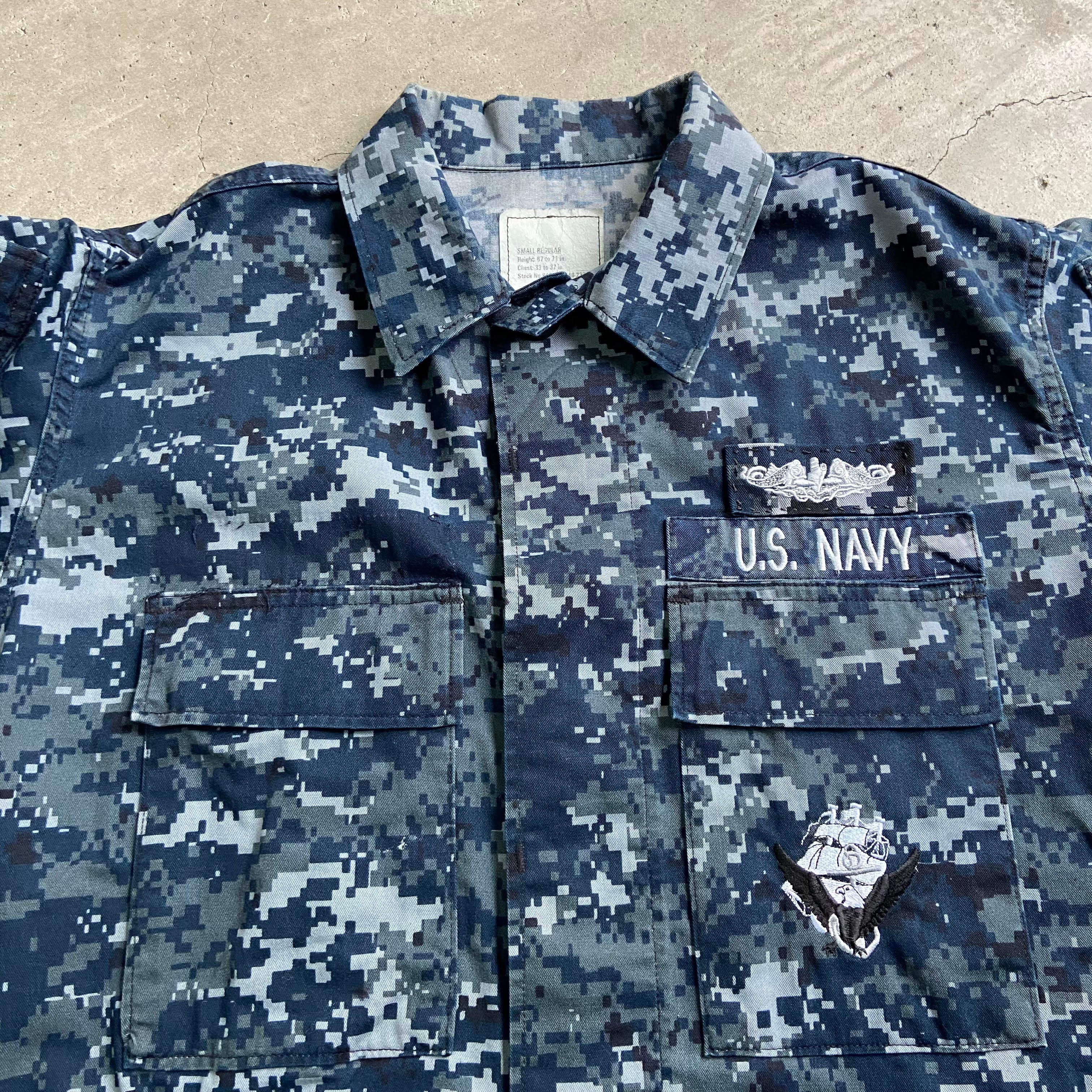 米軍実品 U.S.NAVY USN B.D.U デジタルカモ 迷彩柄 コンバットシャツ
