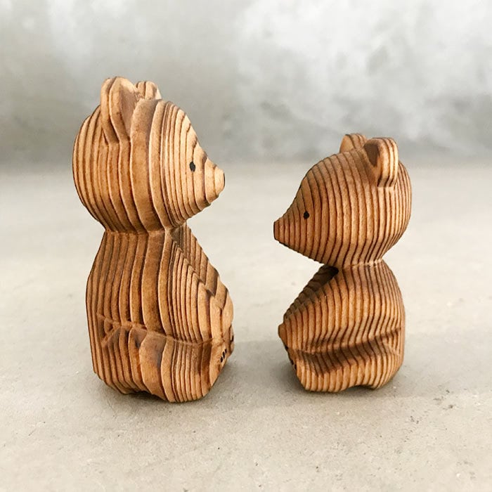 くまの親子 熊ボッコ 北海道民芸品 木彫り | 東京キッチュ ofuru