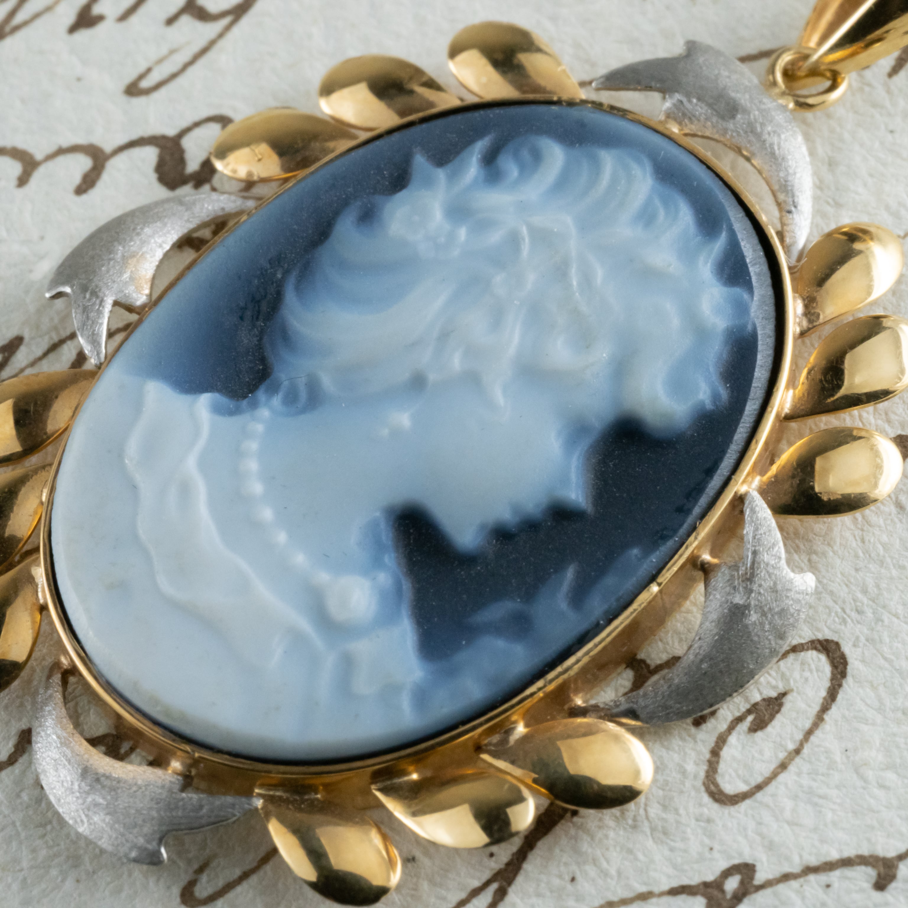 K18 刻印 カメオブローチ兼ペンダントトップ シェルカメオブローチ K18