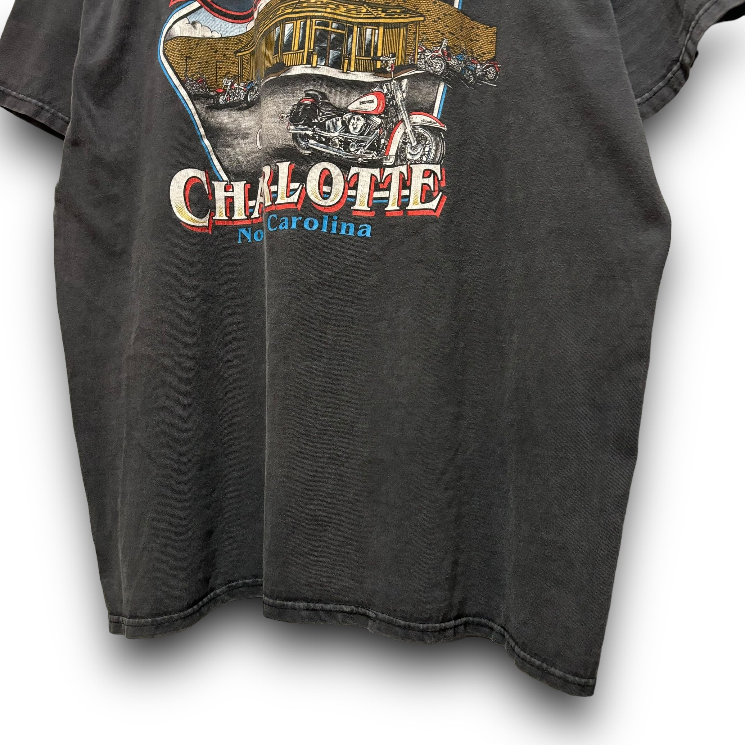 90s USA製ヴィンテージ Harley-Davidson 袖フレイムTシャツ 割引