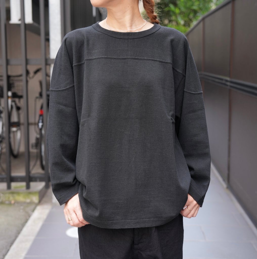 23ss COMOLI コモリ フットボールT フェードブラック サイズ2 COMOLI