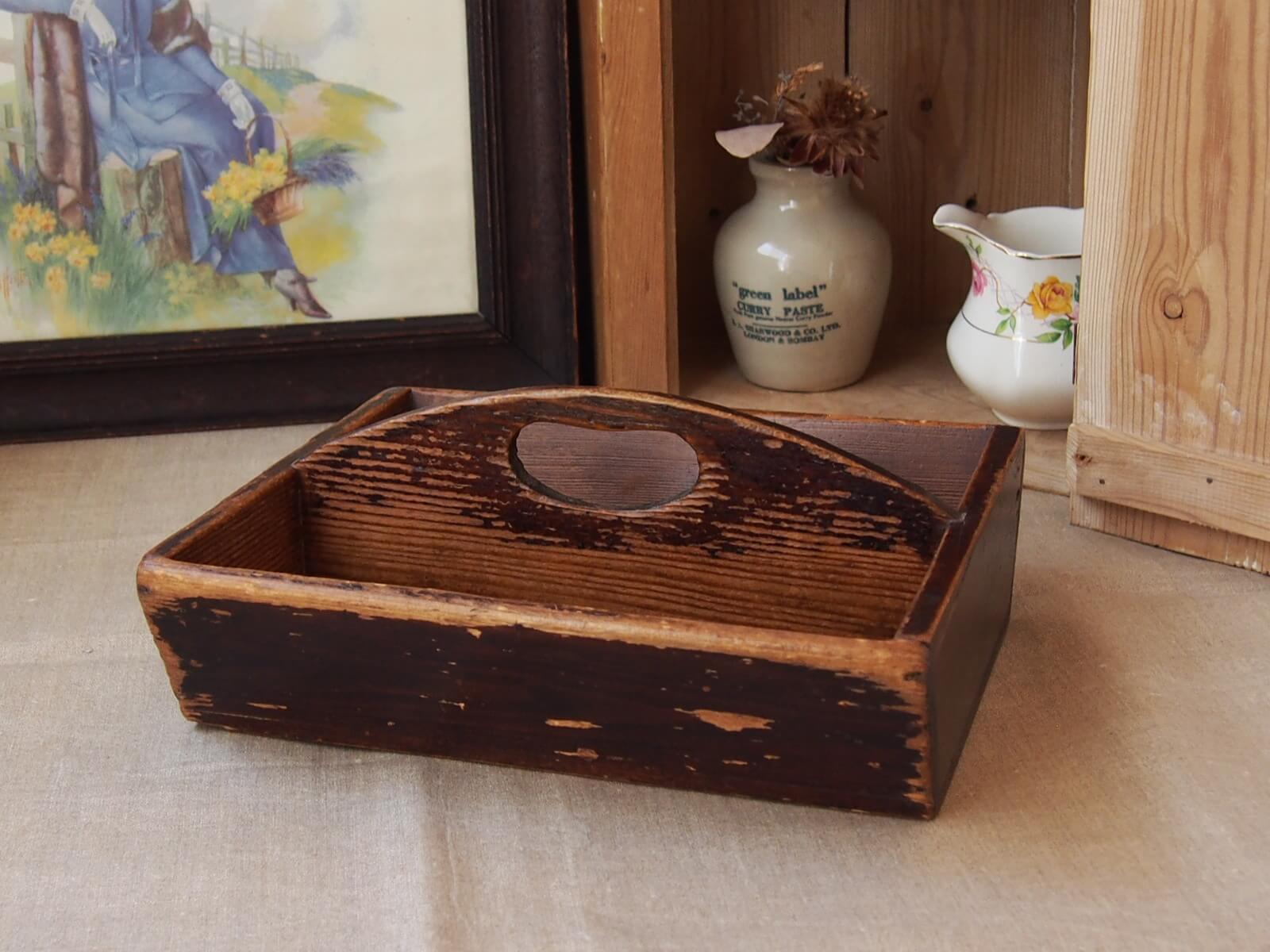 イギリスアンティーク 木製トレーハンドル付 イギリスアンティーク