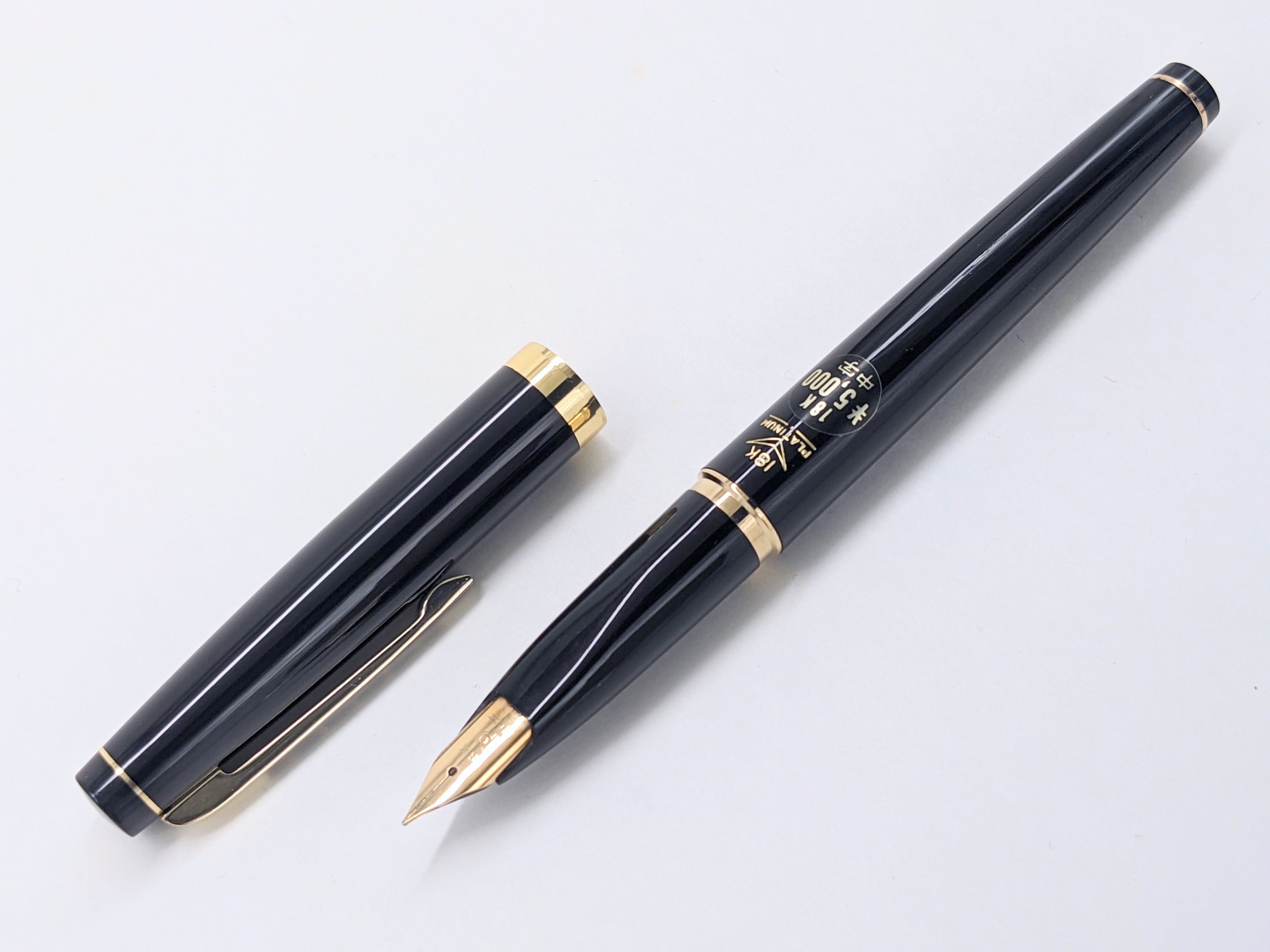 0219 オーバーホール済み 万年筆 PLATINUMプラチナ ロング 18k