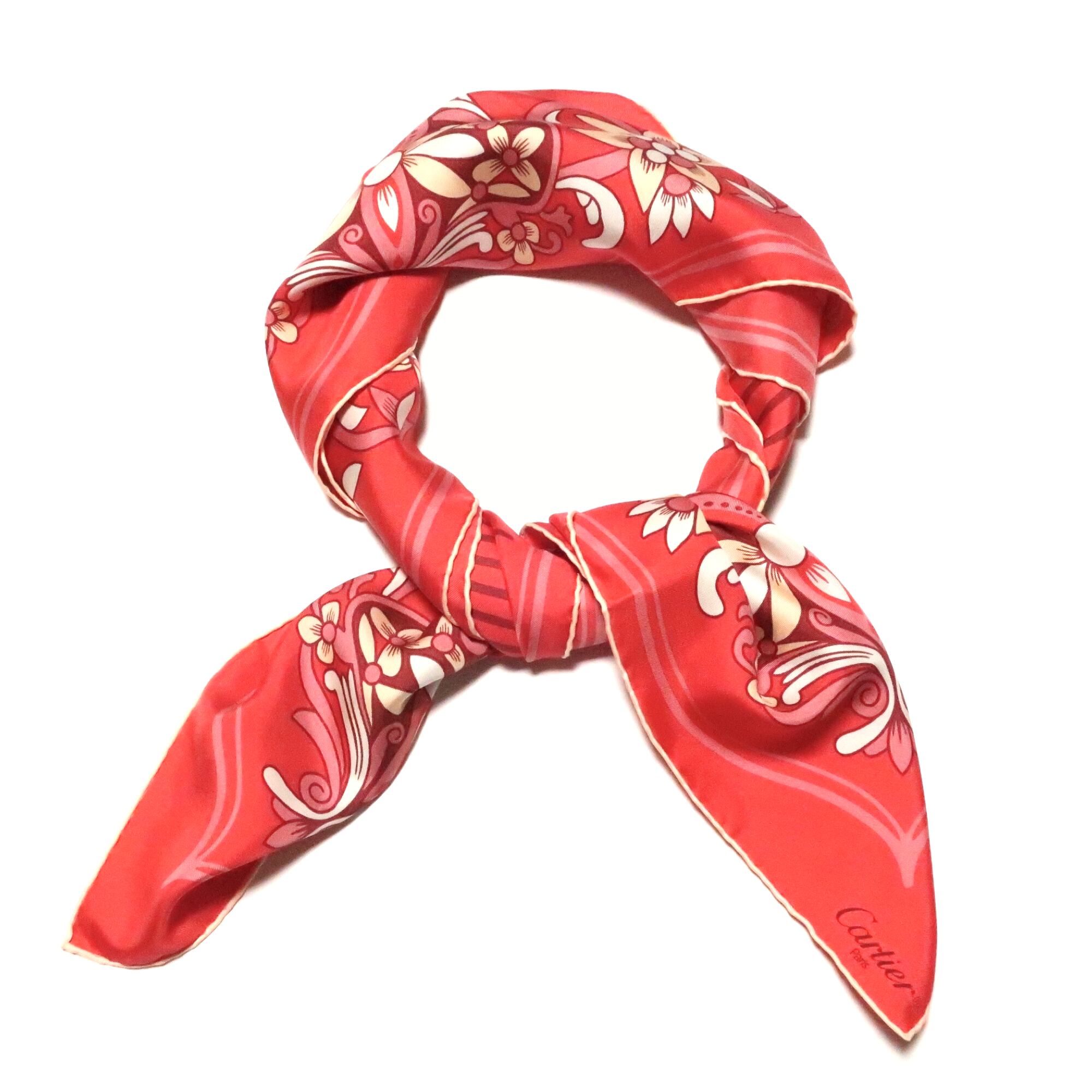 Cartier カルティエ シルク100% 大判スカーフ