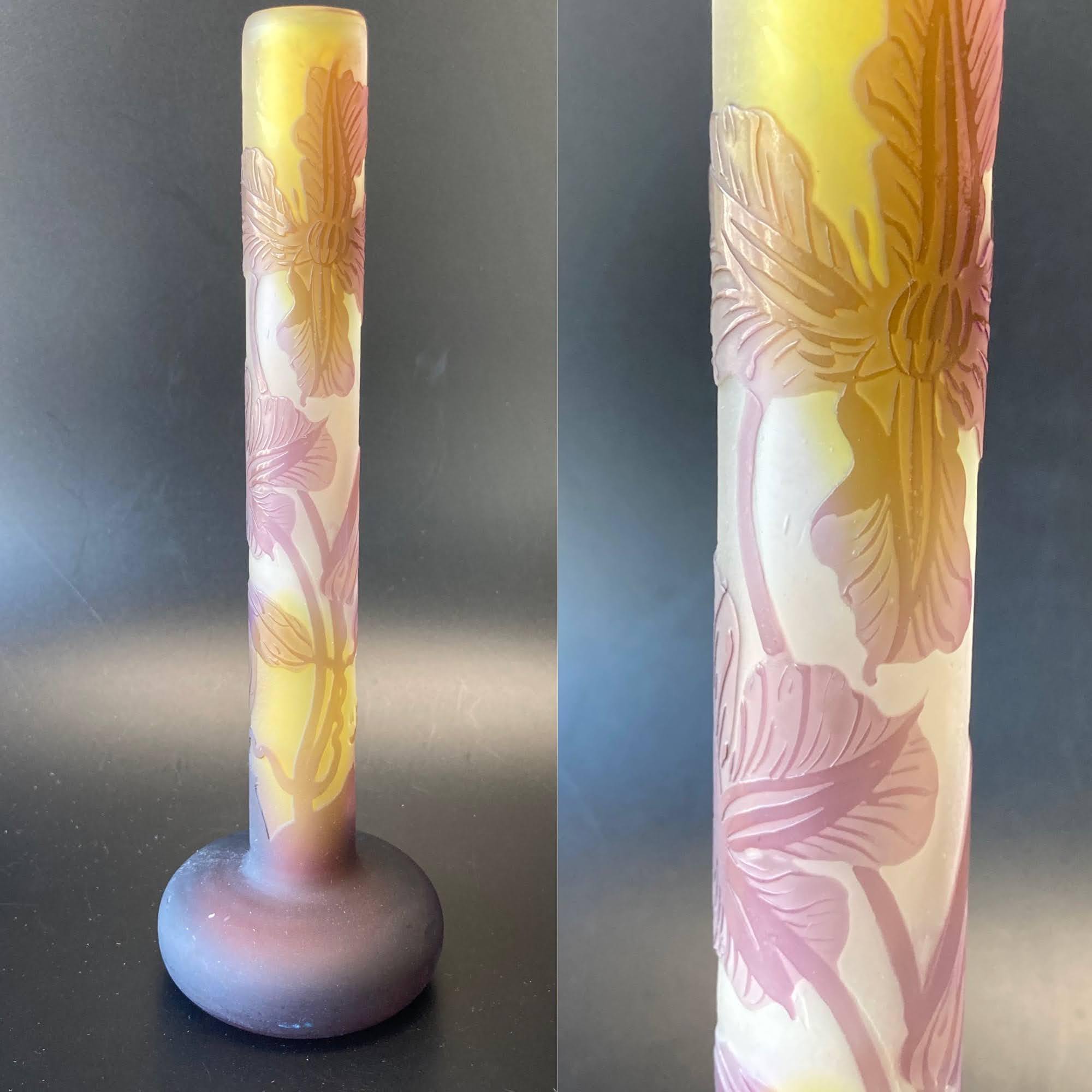 希少 被せガラス フランスの風景ガラス ランプ 照明 大型スタンド LAMP