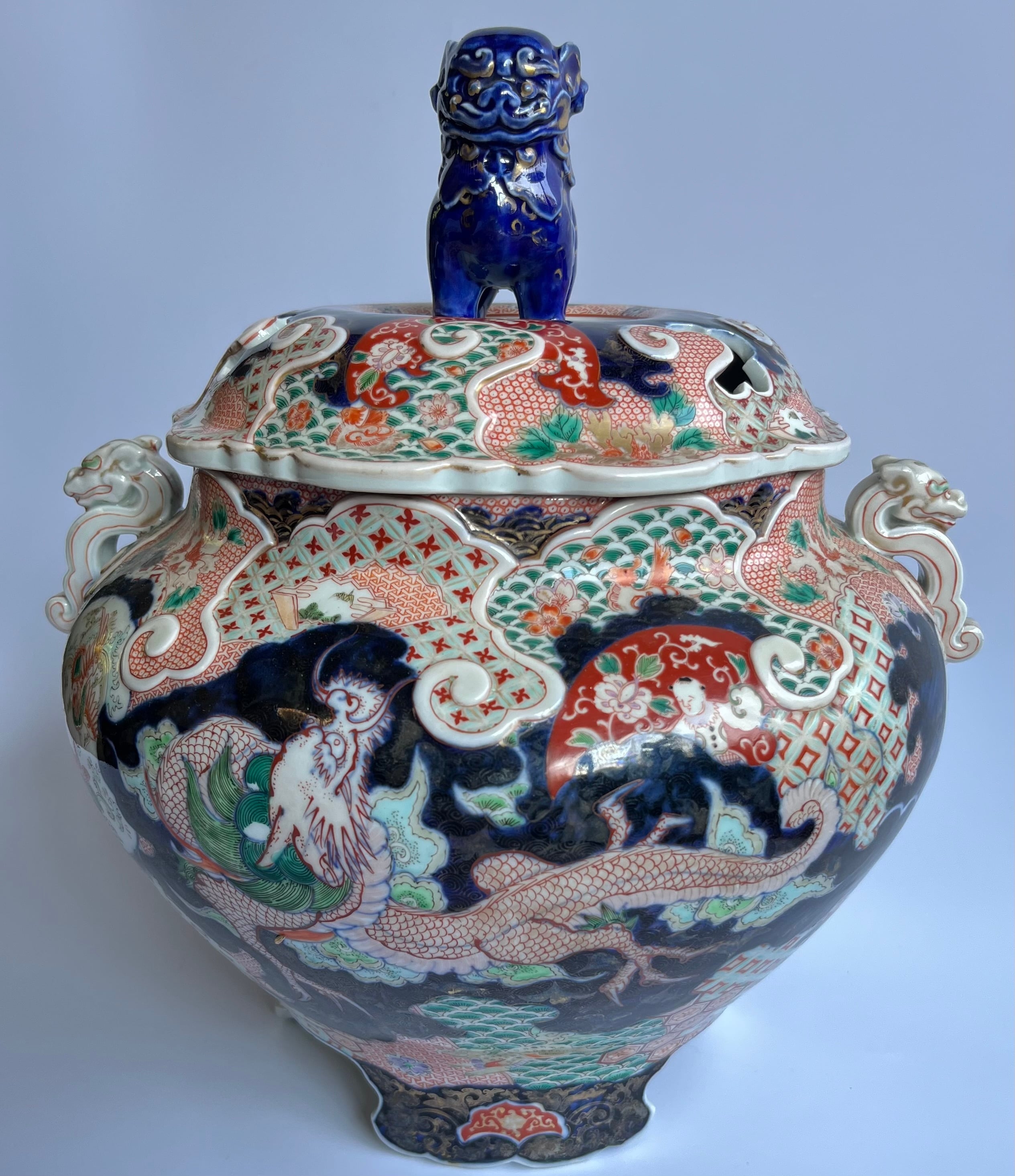 双耳四ツ足雷文方形銅香炉 】 薫炉 「漢建寧弐本造」陽刻 双耳四ツ足雷