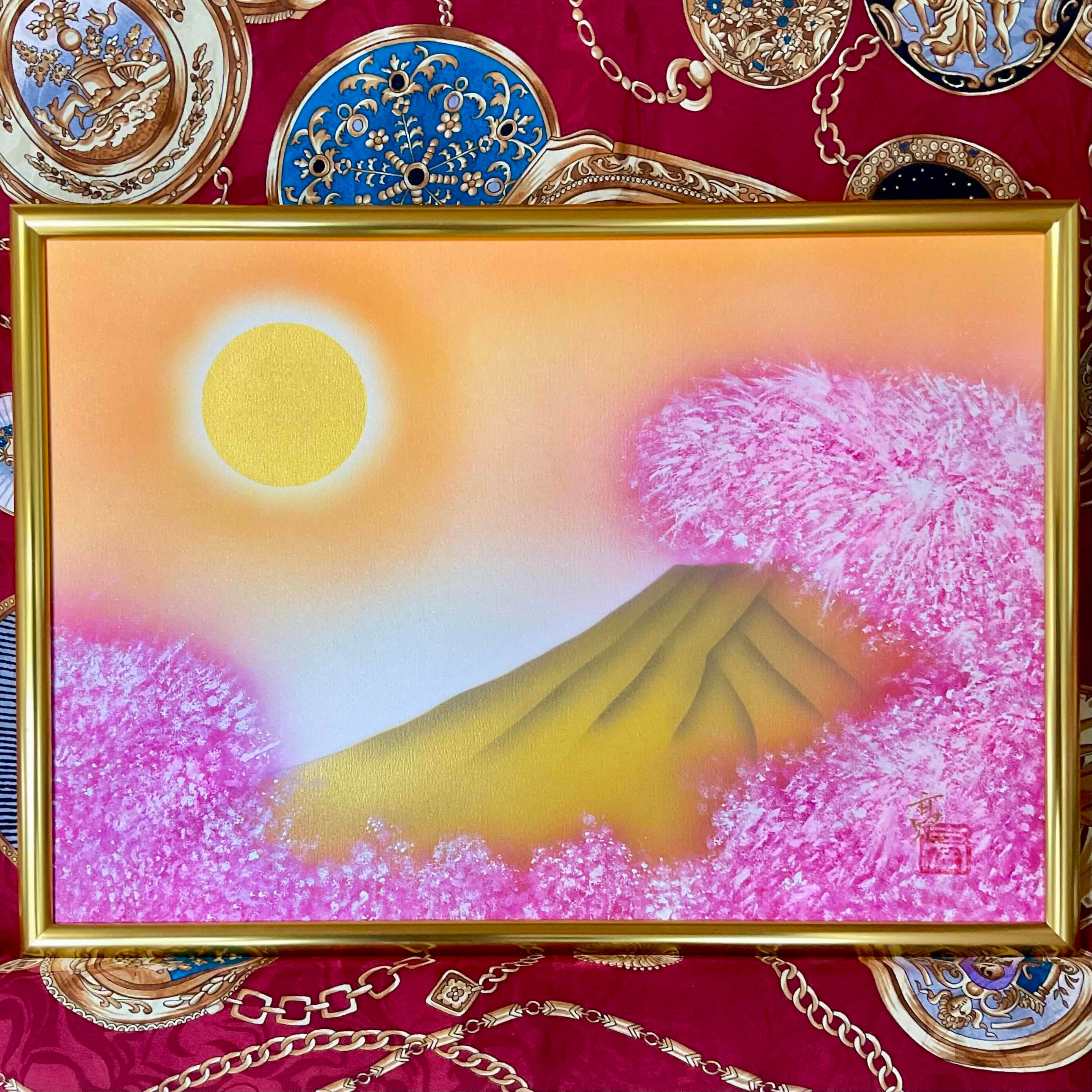 美品 掛け軸 市原秀人作「春囀」桜花鳥 共箱 太巻き付