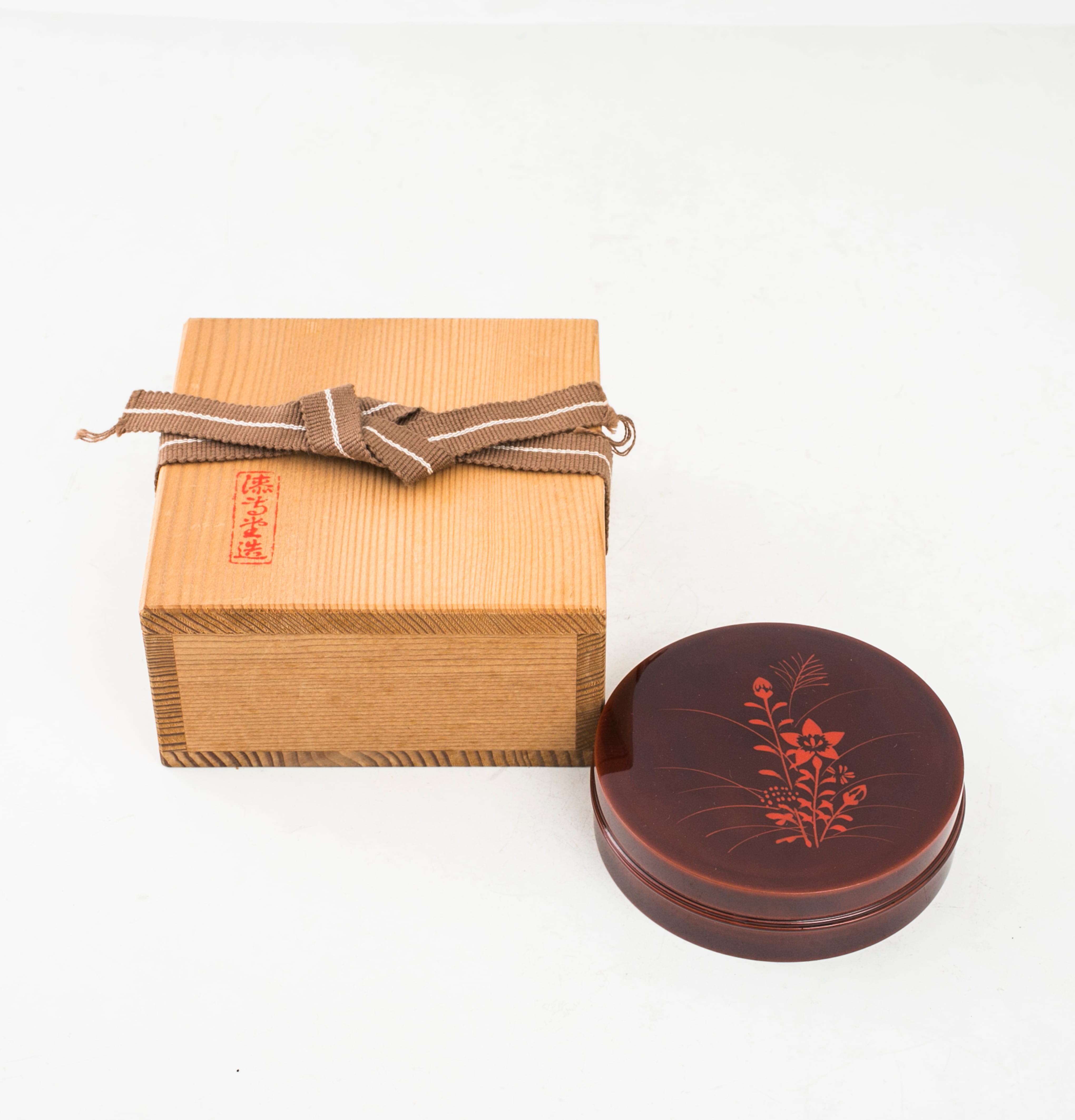 N1000 香合 『道場宗廣作』『溜塗』『虫草蒔絵』『虫籠香合』 共