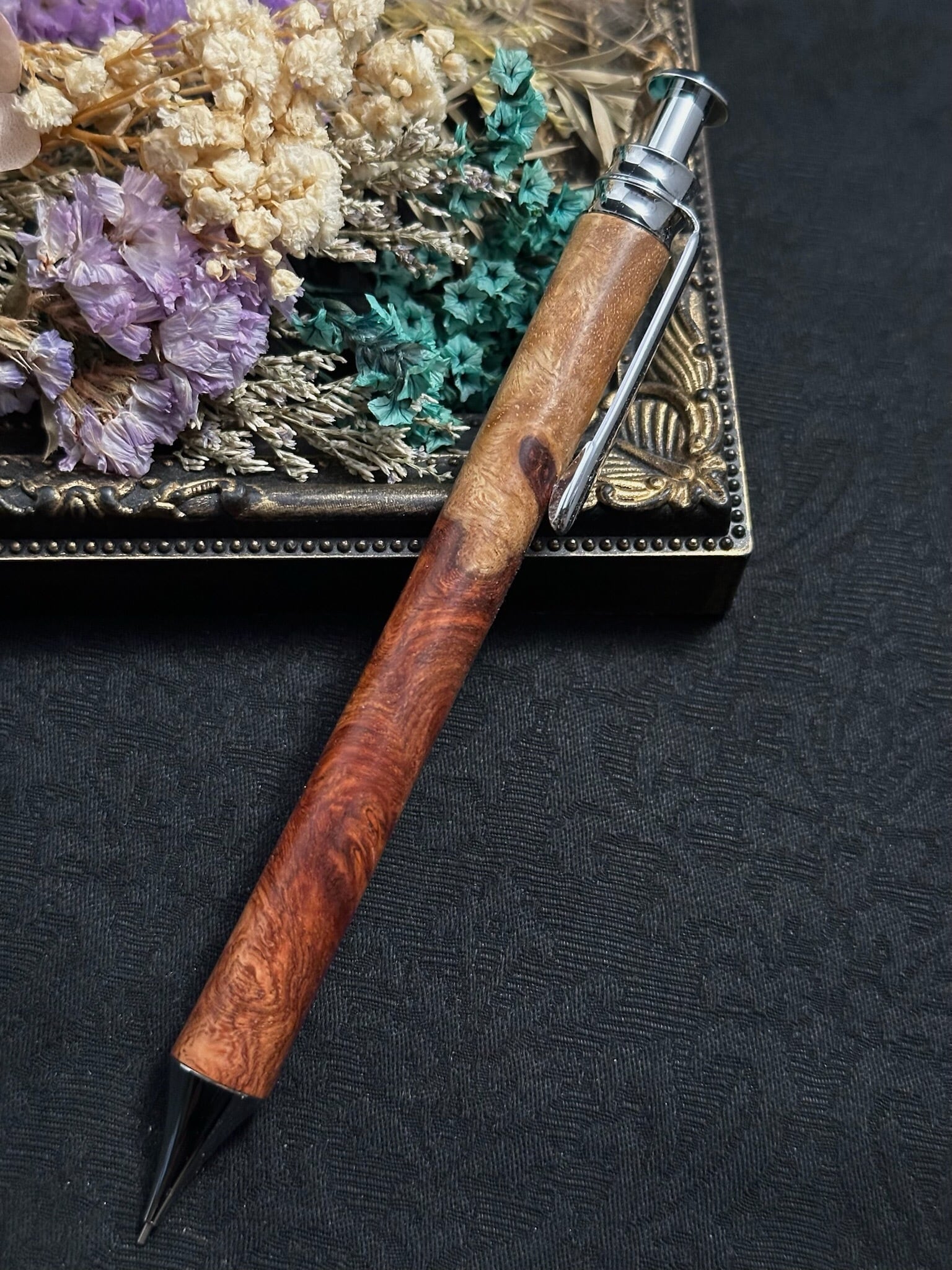 花梨(瘤)紅白/木軸シャープペン(オリジナル金具） | Flamberg