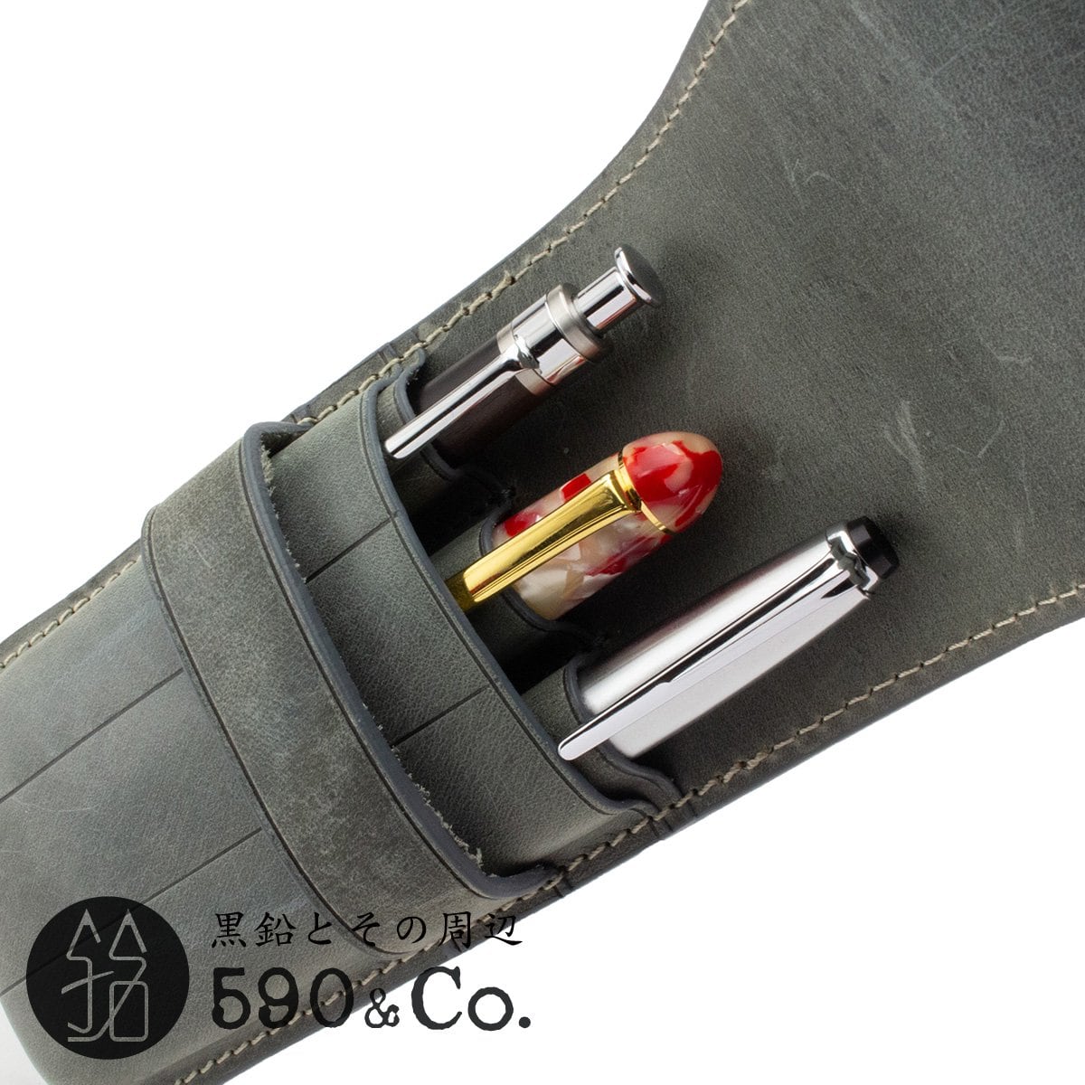 Galen Leather/ガレンレザー】フラップペンケース3本用 (クレイジー